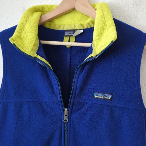 Vintage Patagonia Y2K Women's Jacket Fleece Vest Blue Full Zip Neon Small - Picture 6 of 10